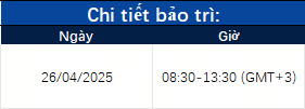 Thông báo nâng cấp máy chủ