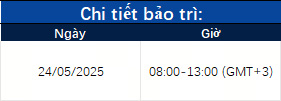 Thông báo nâng cấp máy chủ