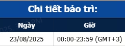 Thông báo nâng cấp máy chủ