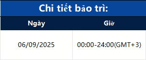 Thông báo nâng cấp máy chủ